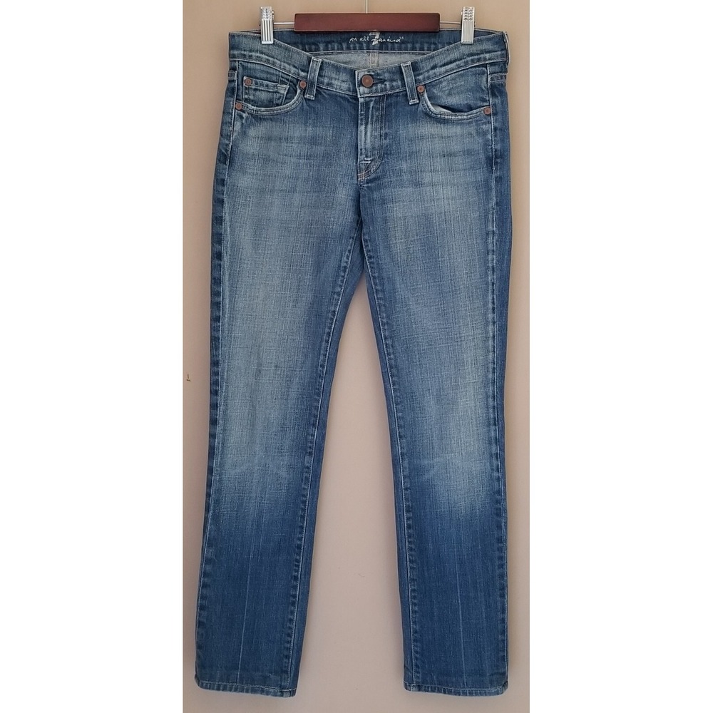 7 FOR ALL MANKIND Jeans Womens 27 Blue Skinny Stretch Zip Fly Lowrise Errands